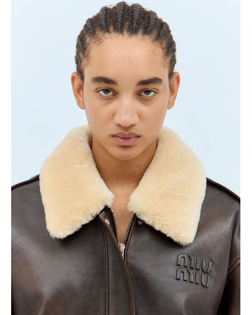 Miu Miu Gray Padded Leather Jacket