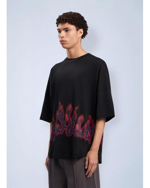 Palm Angels Black Flames Over T-Shirt for men