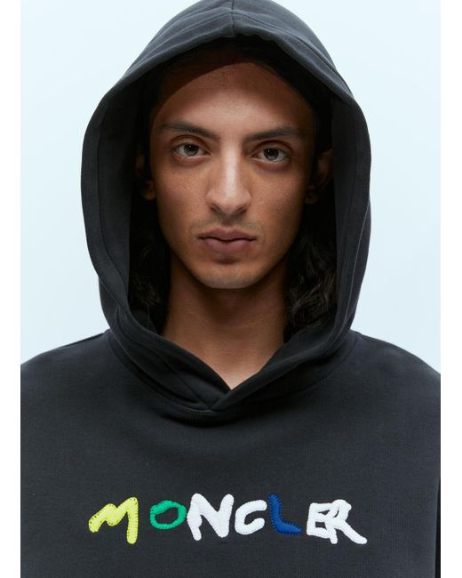 Moncler Blue Logo Print Hooded Sweatshirt for men