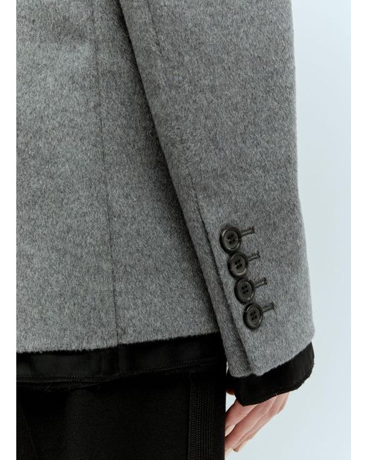 Miu Miu Gray Raw-trims Wool Blazer