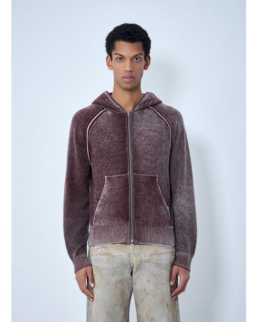 Acne Purple Zip-Up Hooded Sweatshirt for men