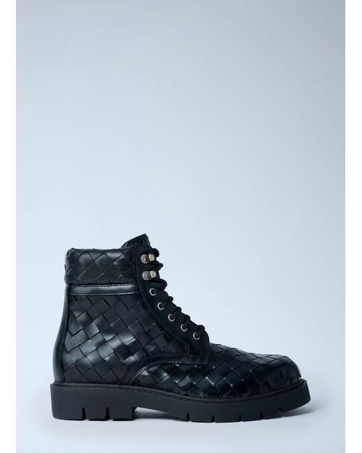 Bottega Veneta Blue Haddock Lace-Up Ankle Boots for men