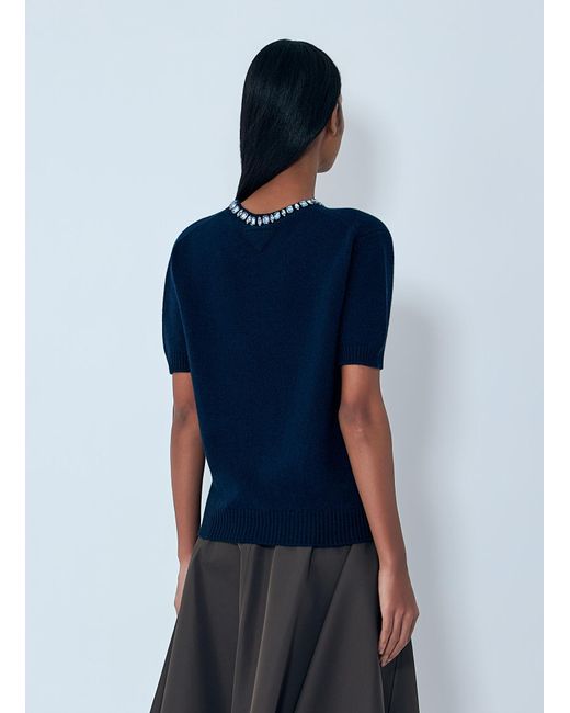 Prada Blue Wool And Cashmere Crew-Neck Sweater