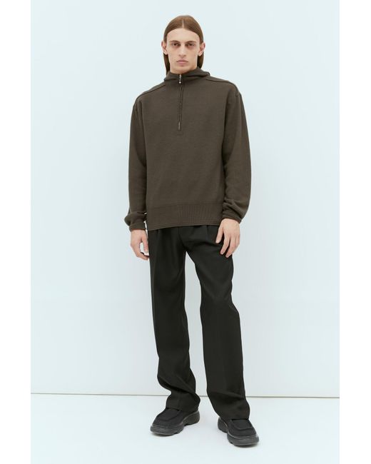 Burberry Green Half-zip Wool Hooded Sweatshirt for men