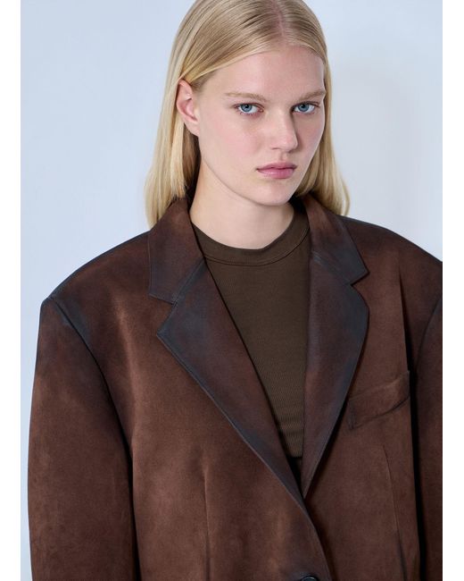Acne Brown Distressed Suede Blazer