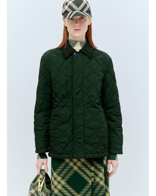 Burberry Green Short Quilted Car Coat