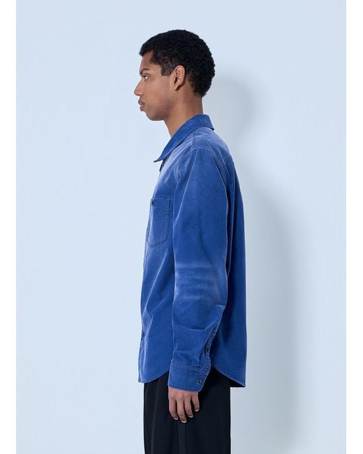 Prada Blue Denim Button-Down Shirt for men