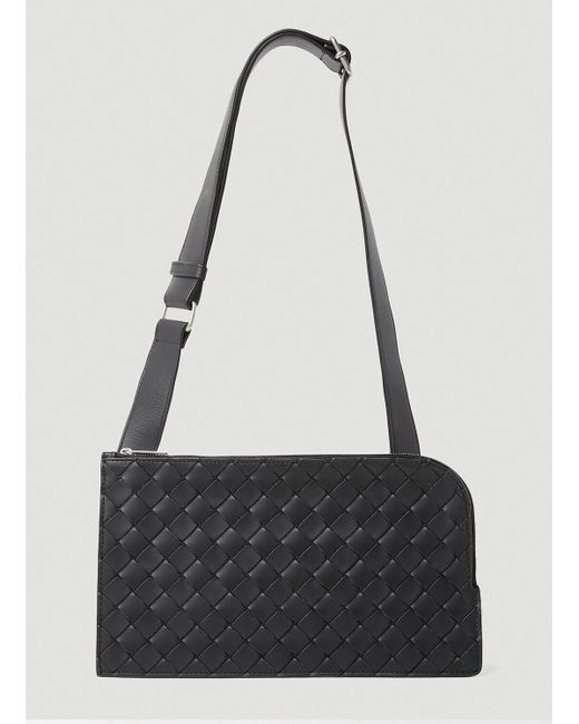 Bottega Veneta Black Intreccio Pouch Crossbody Bag for men