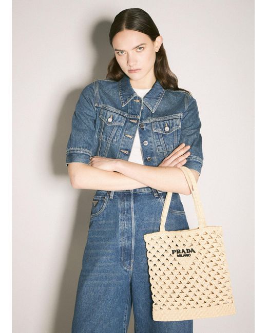 Prada Blue Crochet Tote Bag
