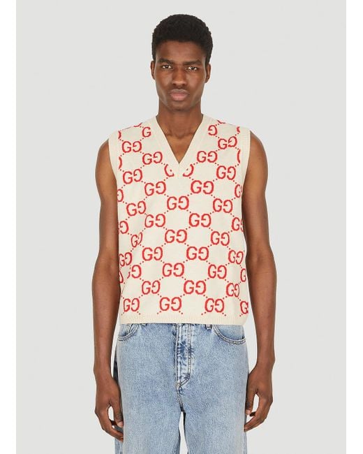Gucci Red GG Sleeveless Sweater for men