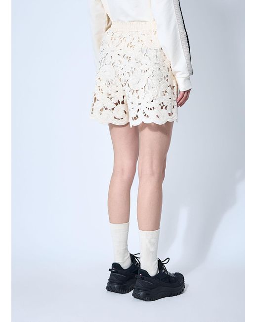 Moncler White Embroidery Anglaise Shorts