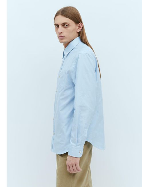 Gucci Blue Gg Jacquard Cotton Shirt for men