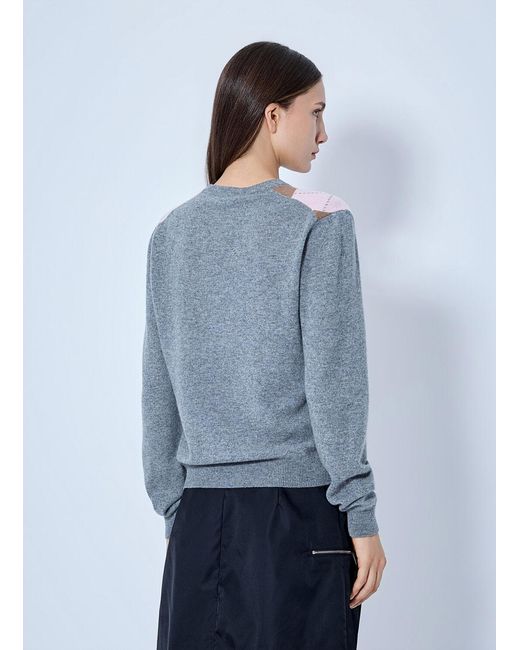 Prada Blue Argyle V-Neck Sweater