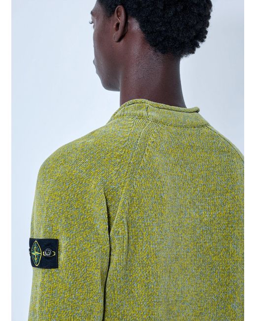 Stone Island Green Knitted Crewneck Sweater for men