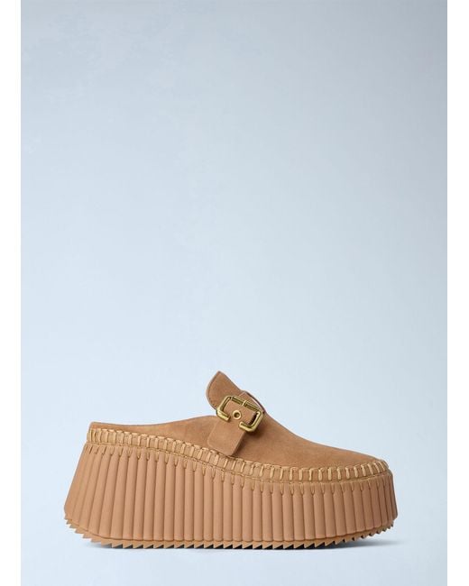 Chloé Blue Chloé Nama Wedge Mules