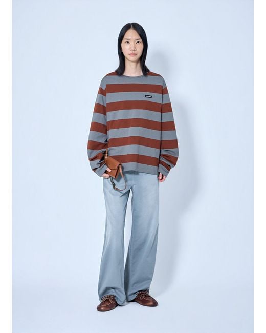 Miu Miu Gray Striped Jersey T-Shirt