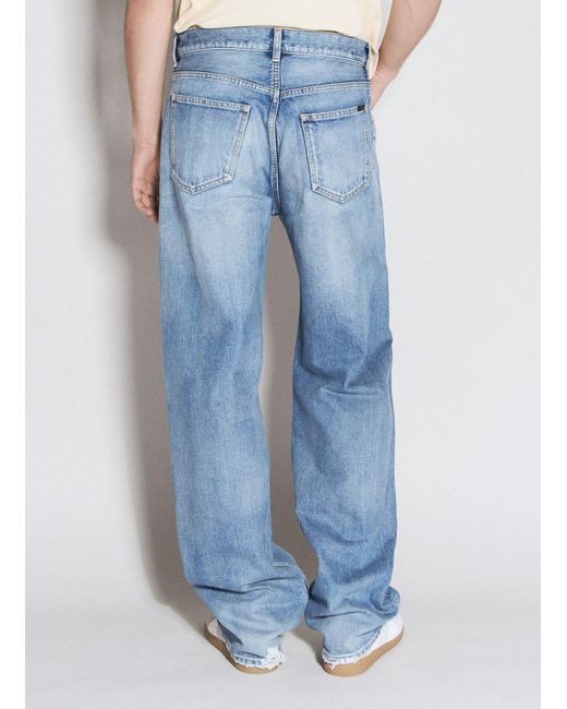 Saint Laurent Blue Long Baggy Jeans for men