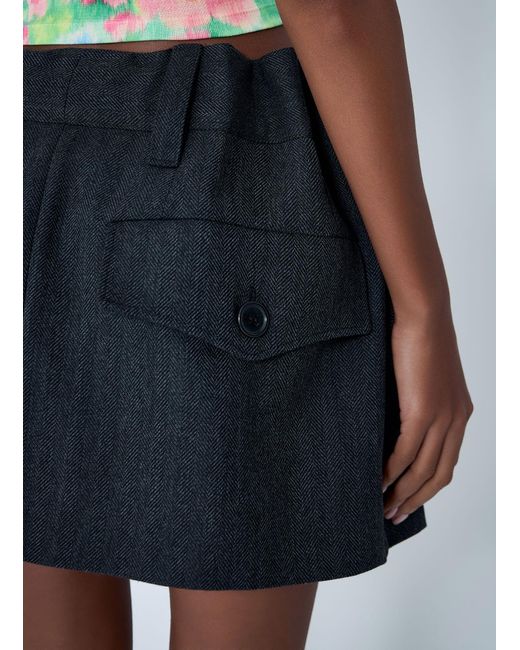 Prada Blue Chevron Wool Mini Skirt