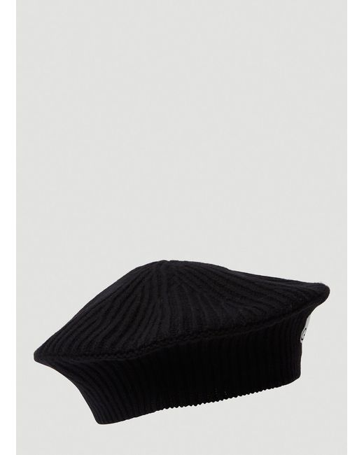 Ganni Cashmere Ribbed Knit Beret Hat in Black Lyst
