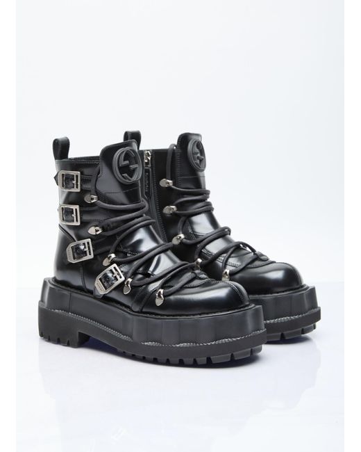 Gucci Black Leather Maja Boots