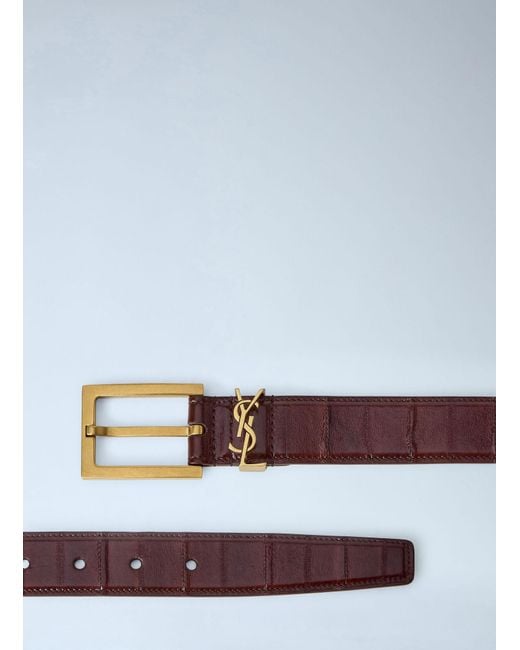 Saint Laurent Blue Logo Buckle Leather Belt