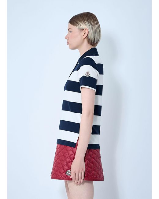 Moncler White Striped Polo Shirt