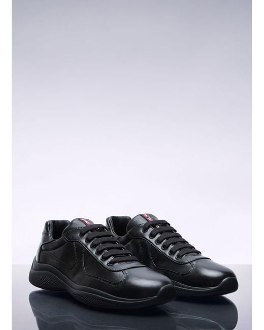 Prada America S Cup Leather Sneakers in Black for Men Lyst UK
