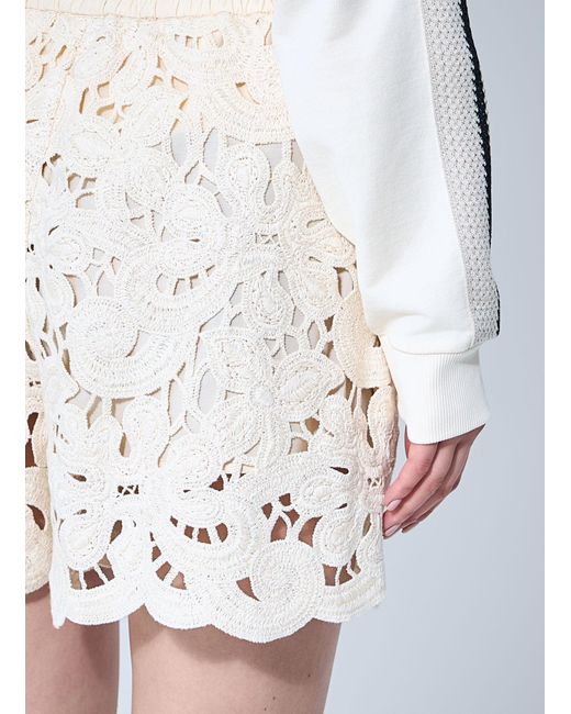 Moncler White Embroidery Anglaise Shorts