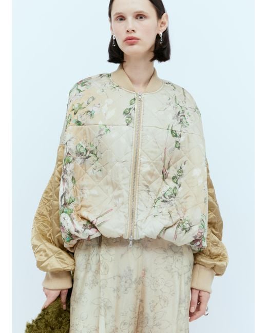 Dries Van Noten Quilted Floral Bomber Jacket in White | Lyst
