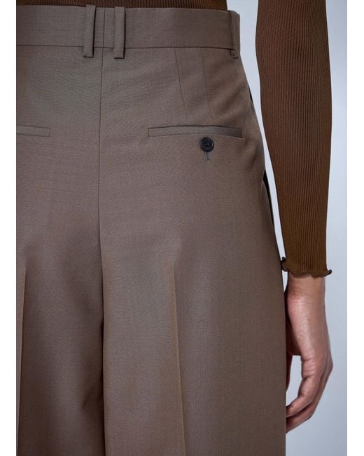 Saint Laurent Brown Wool Blend Wide-Leg Pants