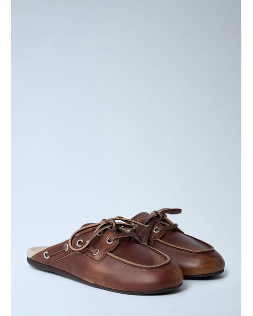 Miu Miu Brown Leather Lace-up Mules