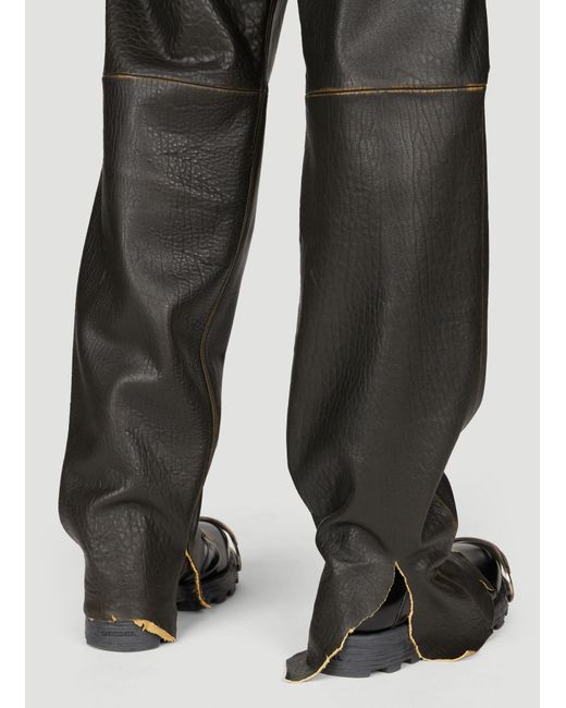 DIESEL Black P-kooman Leather Pants for men