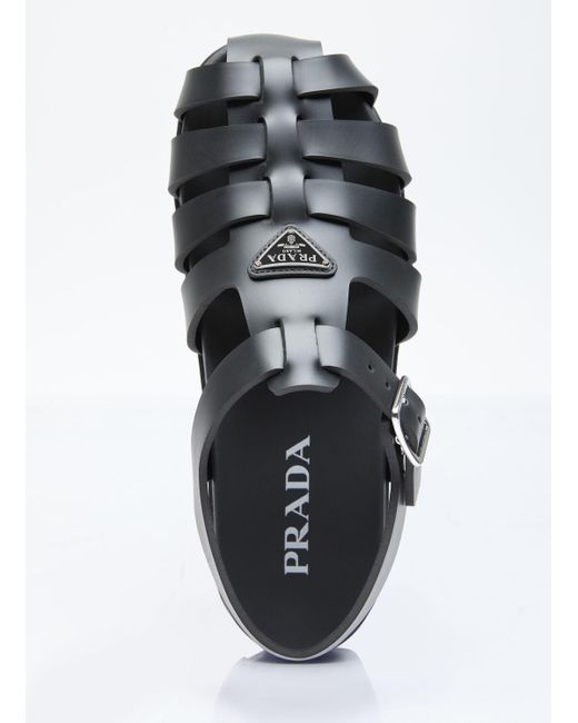 Prada Black Logo Fisherman Sandals