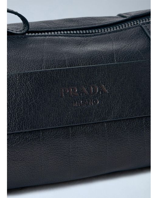 Prada Blue Eyelet Detail Leather Cylinder Bag for men