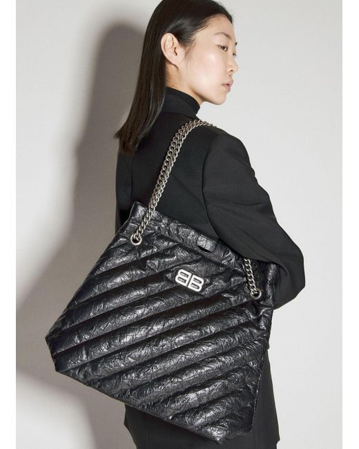 Balenciaga Gray Crush Tote Medium Shoulder Bag