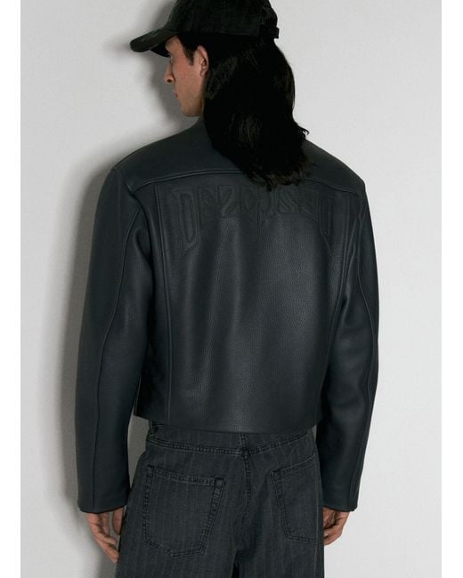 032c Gray Attrition Leather Jacket for men