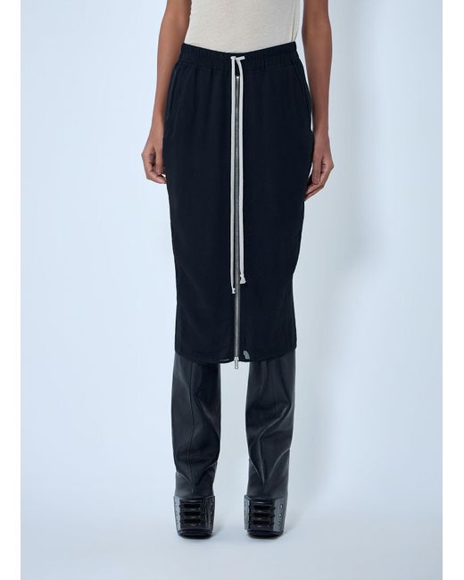 Rick Owens Blue Elasticated Midi Skirt