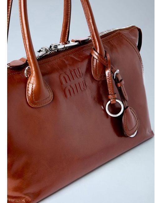 Miu Miu Brown Leather Top Handle Bag