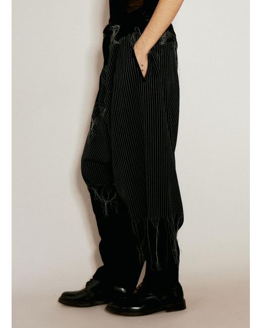 Yohji Yamamoto Black Embroidery Draped Pants for men
