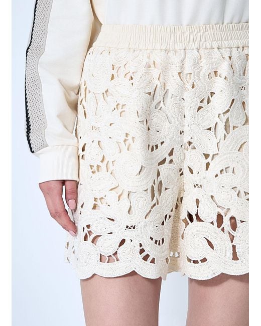 Moncler White Embroidery Anglaise Shorts