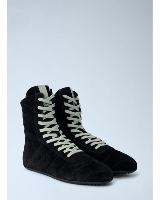 Rick Owens Black Quilted Minimal High Sneakers for men