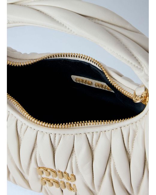 Miu Miu Blue Small Wander Matelassé Hobo Bag