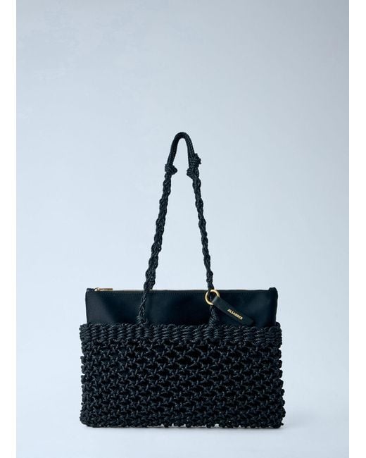 Jil Sander Blue Tangle Net Cord Shoulder Bag