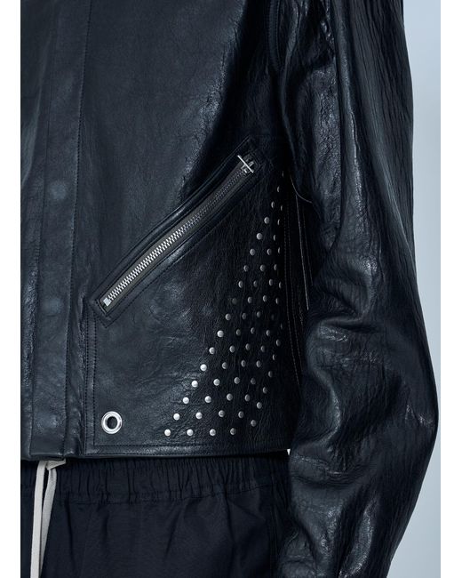 Rick Owens Blue Studded Leather Jacket for men