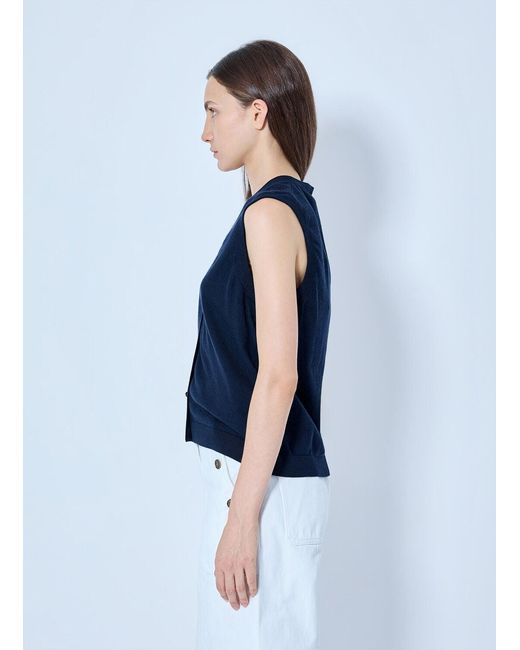 Max Mara Blue Sleeveless Button-down Top