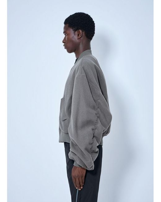 Rick Owens Gray Zip-Up Bomber Jacket for men