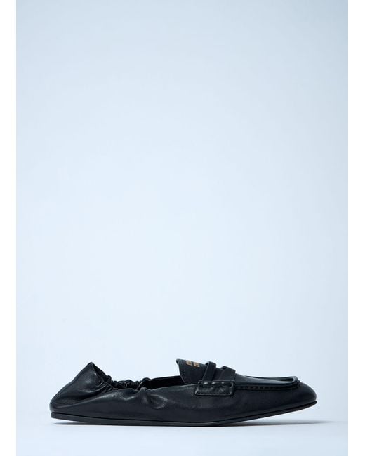 Miu Miu White Logo Motif Leather Loafers