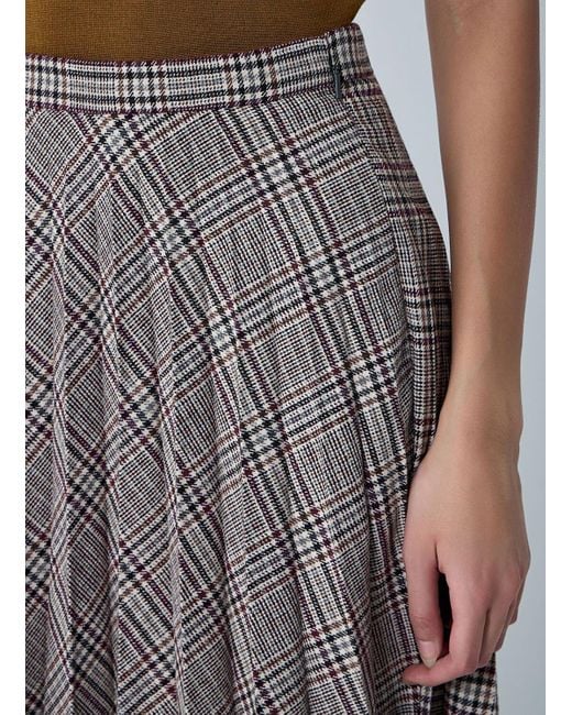 Saint Laurent Gray Pleated Check Maxi Skirt