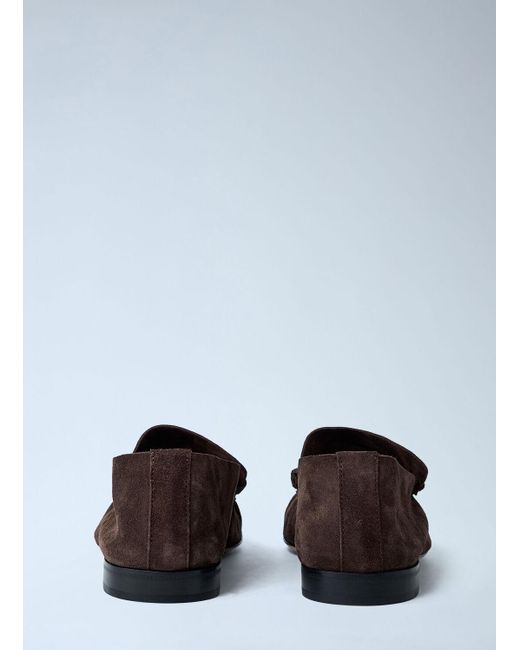 The Row White Suede Soft Loafers