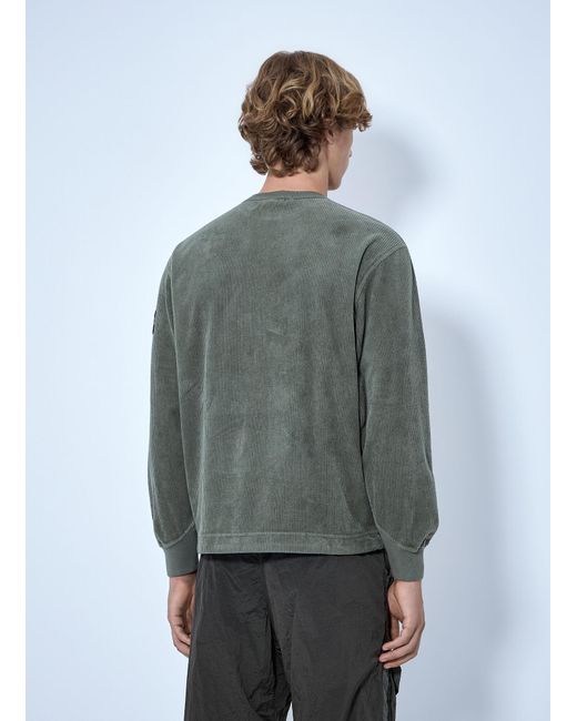 Stone Island Gray Corduroy Logo Patch Sweatshirt for men